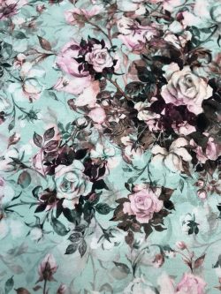 Καραβόπανο Φλοράλ Vintage Μέντα Ψηφιακή Εκτύπωση 11973